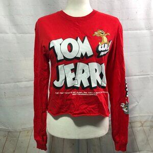 Tom And Jerry Crop Top Long Sleeve shirt Red XSmall